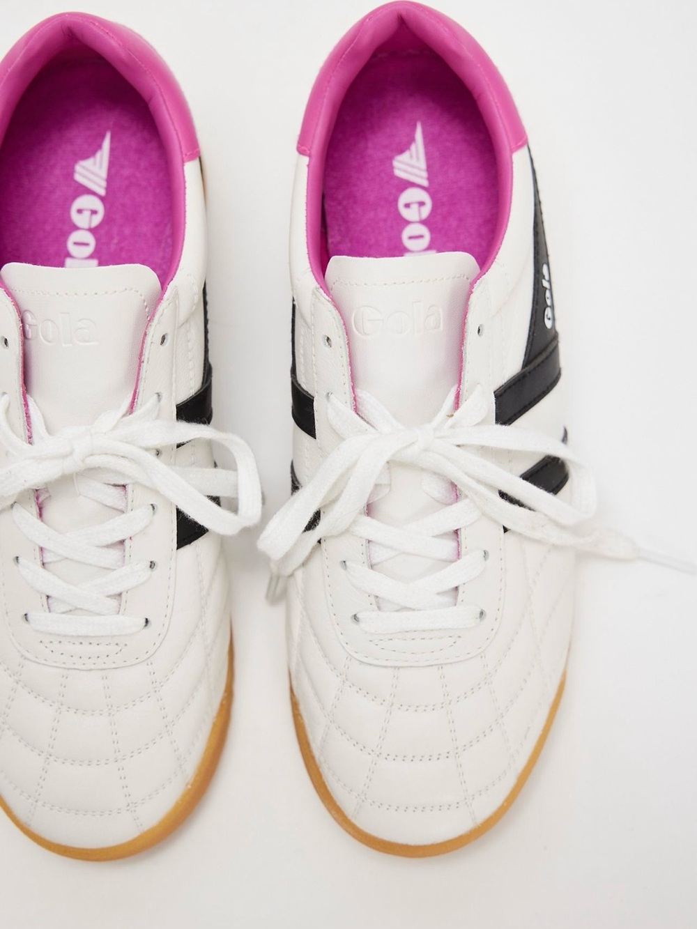 Gola Stadium Sneakers White Shocking Pink 🩷 Black Stripes New Free People 7.5 US